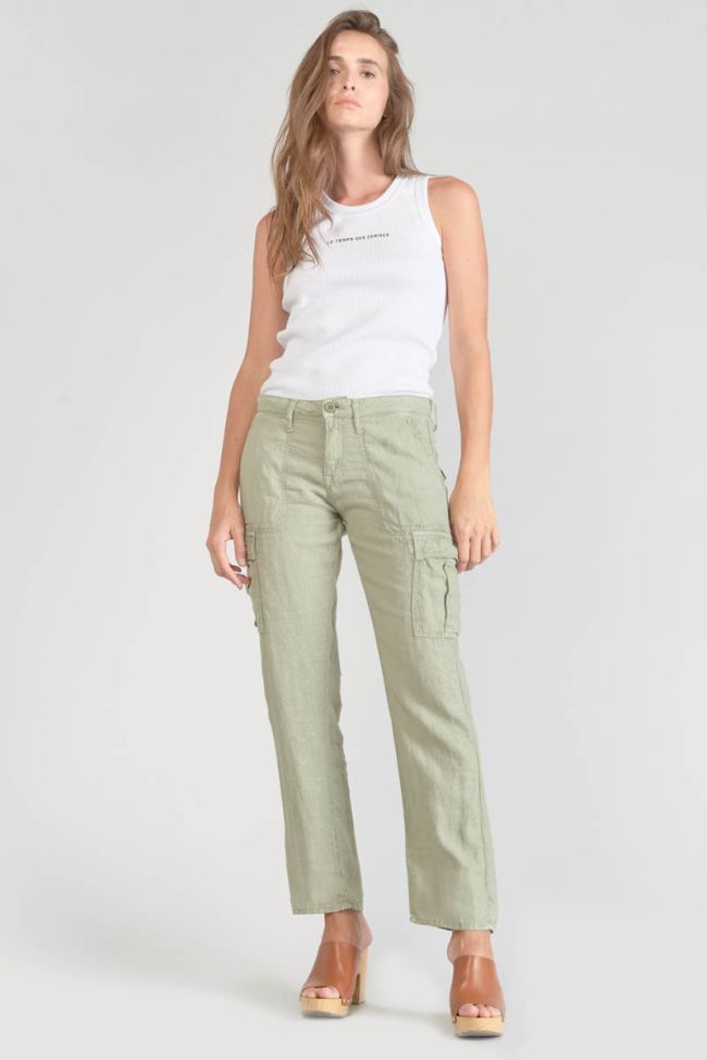Almond green linen Louisa trousers