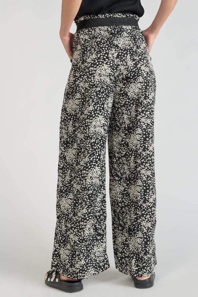 Black and white floral Luisa flowing trousers