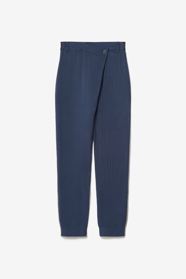 Navy blue Reydel trousers with asymmetric fastening