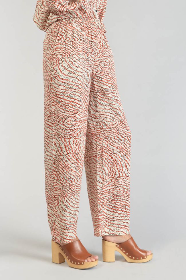 Orange and black print Yesa flowing trousers