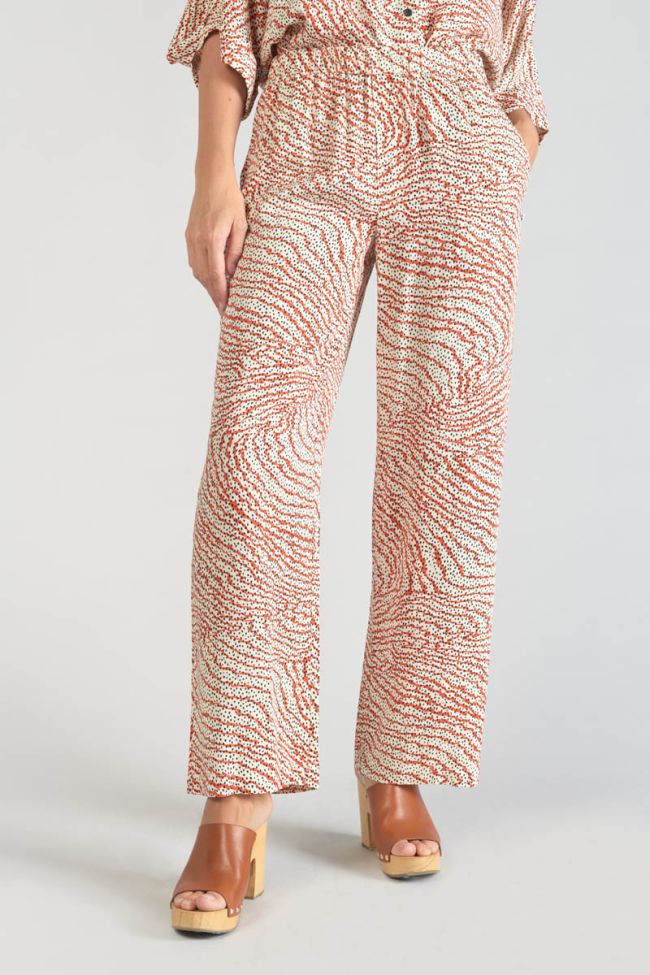 Orange and black print Yesa flowing trousers