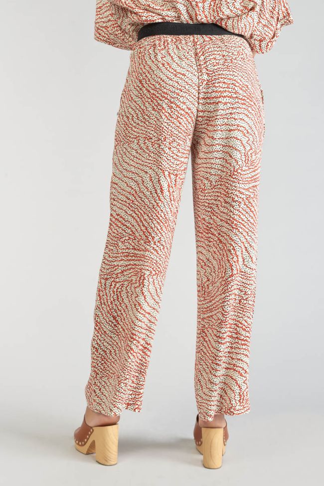 Orange and black print Yesa flowing trousers