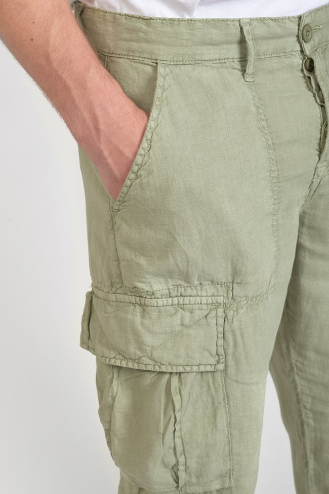 Light khaki Oddo linen cargo trousers
