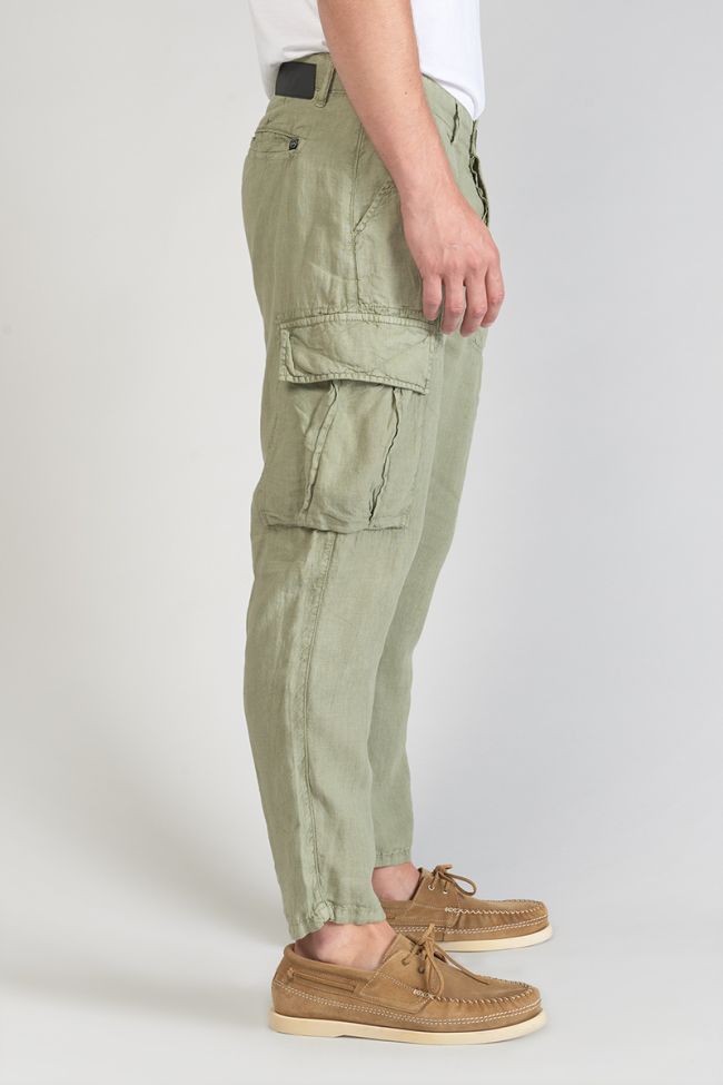 Light khaki Oddo linen cargo trousers