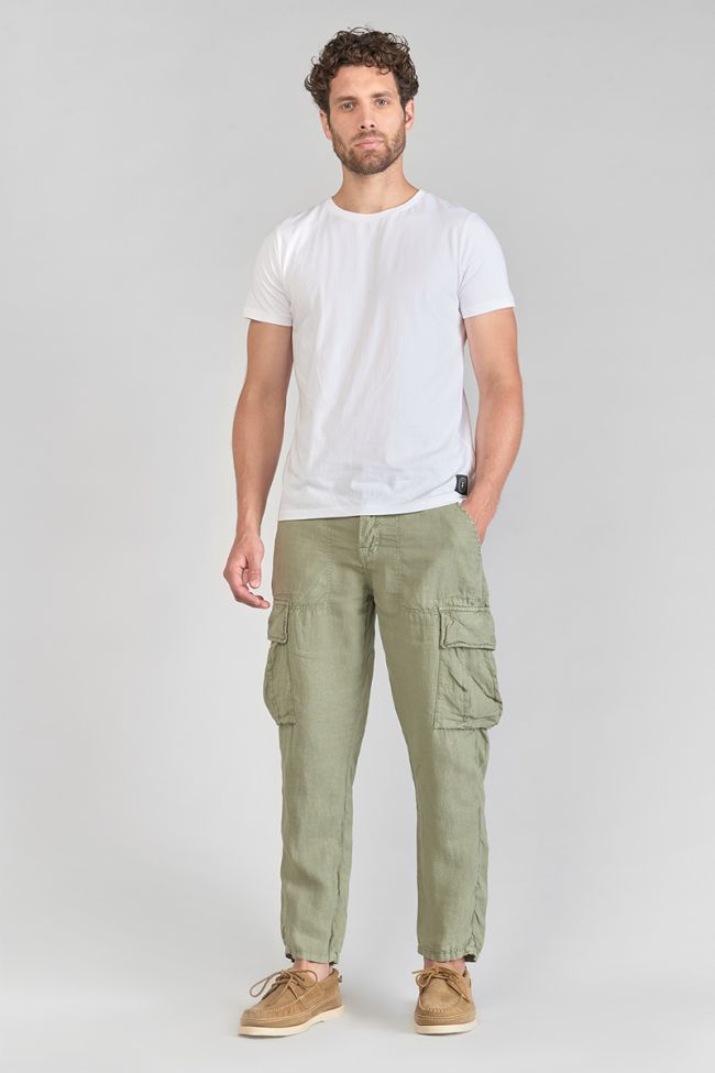 Light khaki Oddo linen cargo trousers