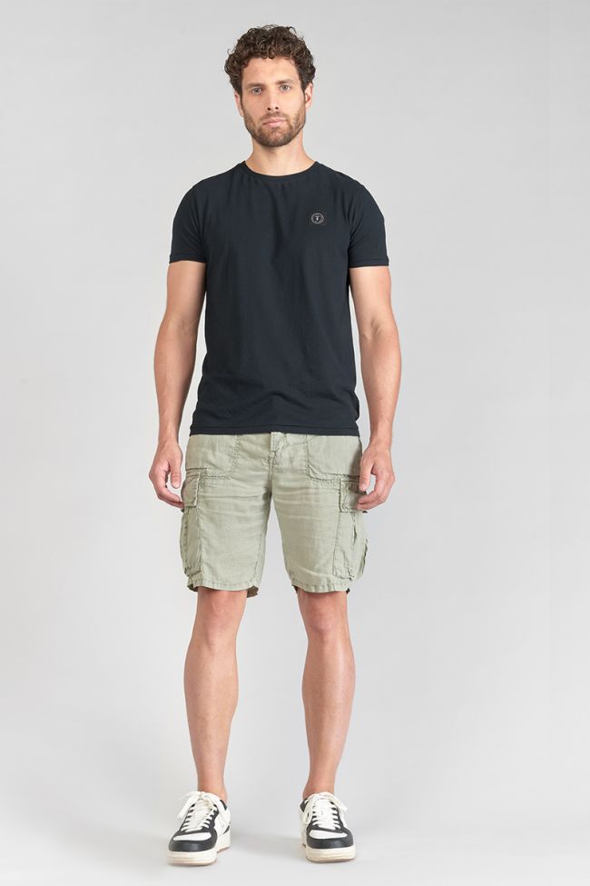 Almond green Rocca linen Bermuda shorts