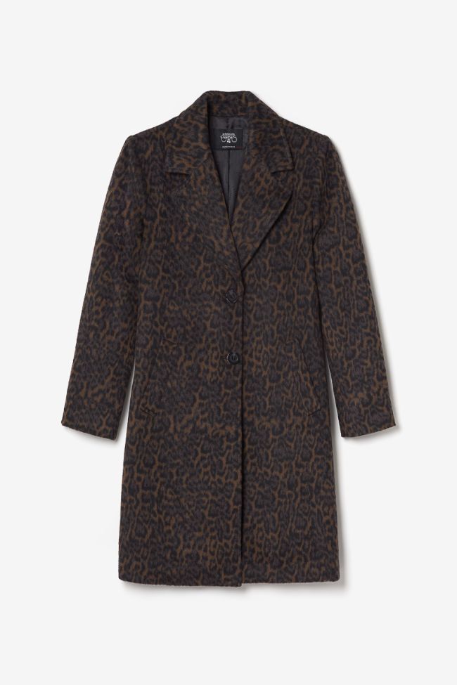 Leopard print mid-length Agathe coat