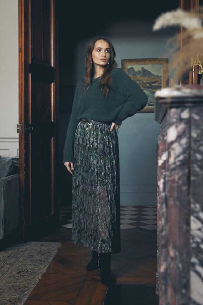 Long iridescent pine green Ayleen skirt