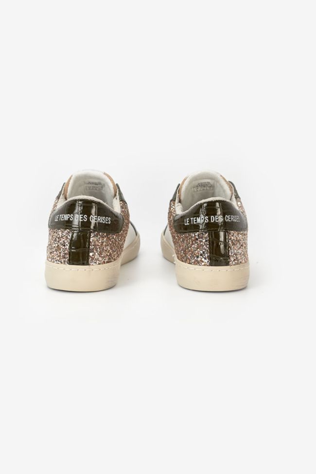 Bloom khaki glitter trainers