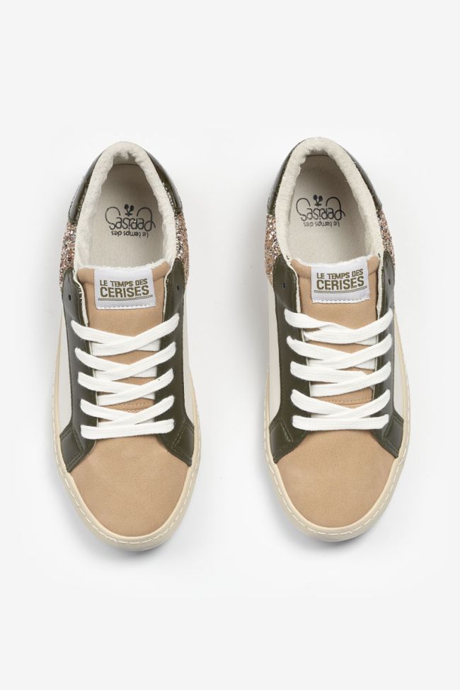 Bloom khaki glitter trainers