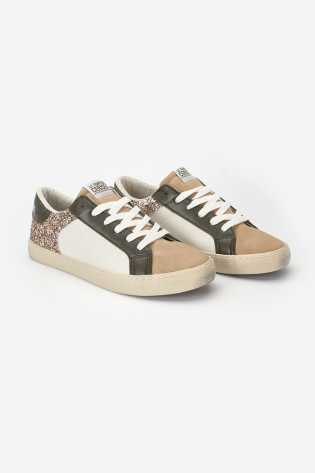 Bloom khaki glitter trainers
