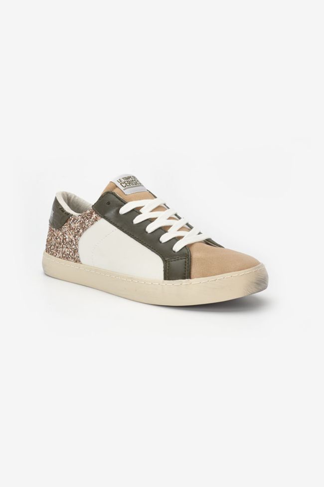 Bloom khaki glitter trainers