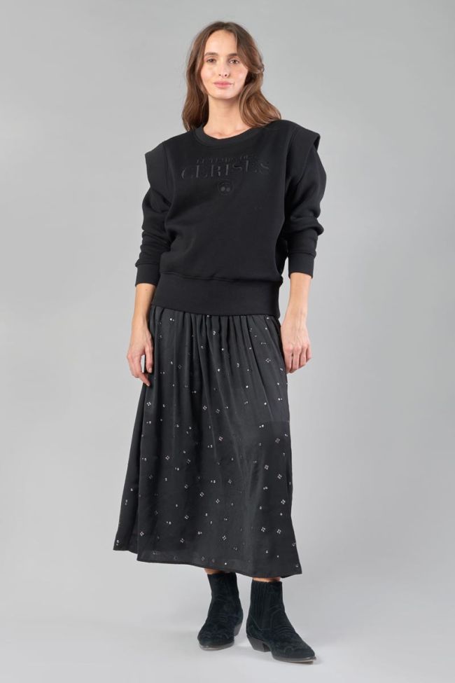 Black embroidered Claudia sweatshirt
