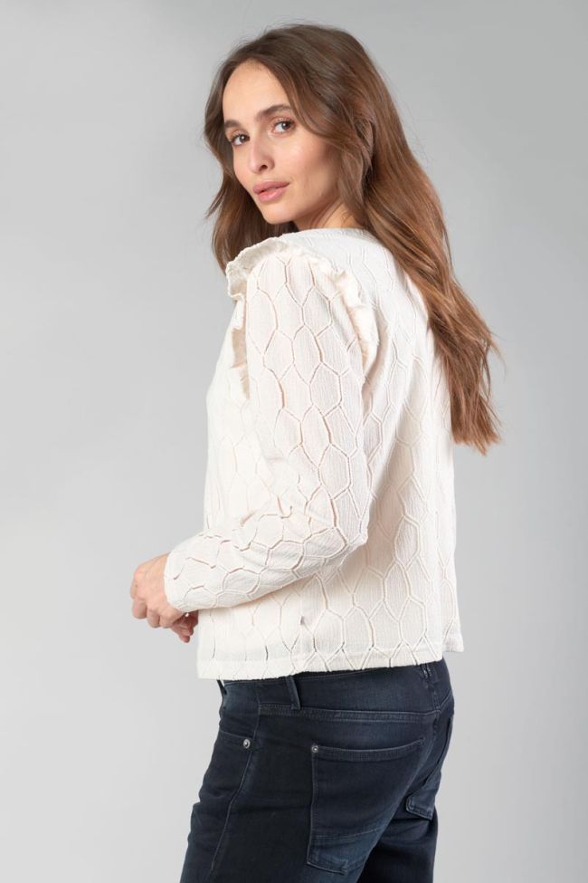 Cream Esmee long-sleeved top