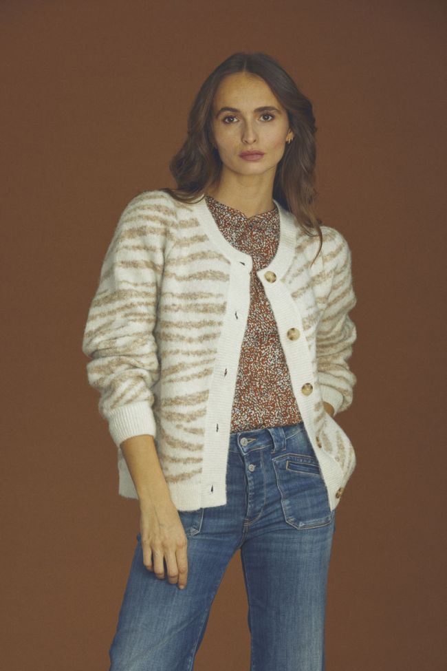 Zebra print ivory Karel cardigan