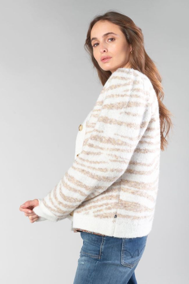 Zebra print ivory Karel cardigan