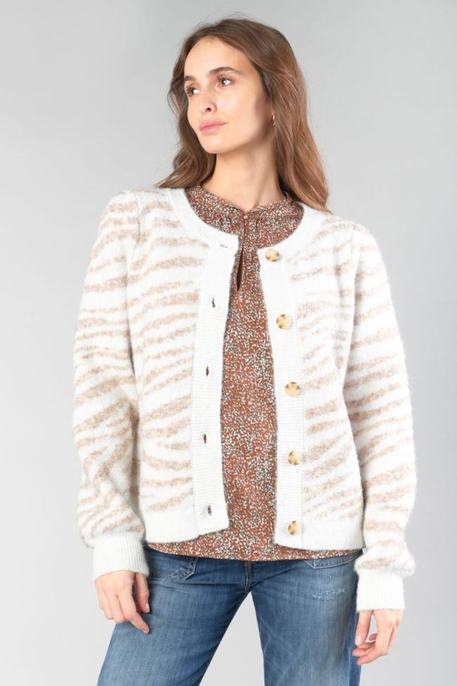 Zebra print ivory Karel cardigan
