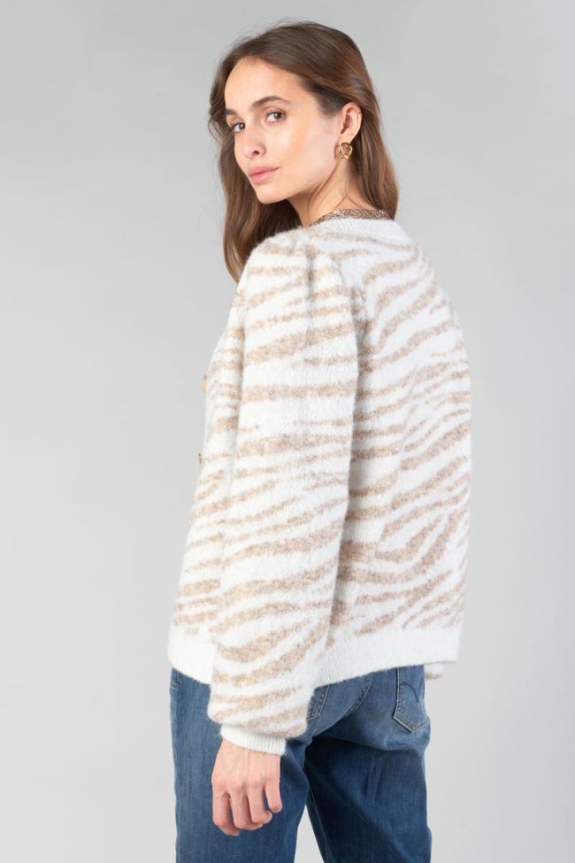 Zebra print ivory Karel cardigan