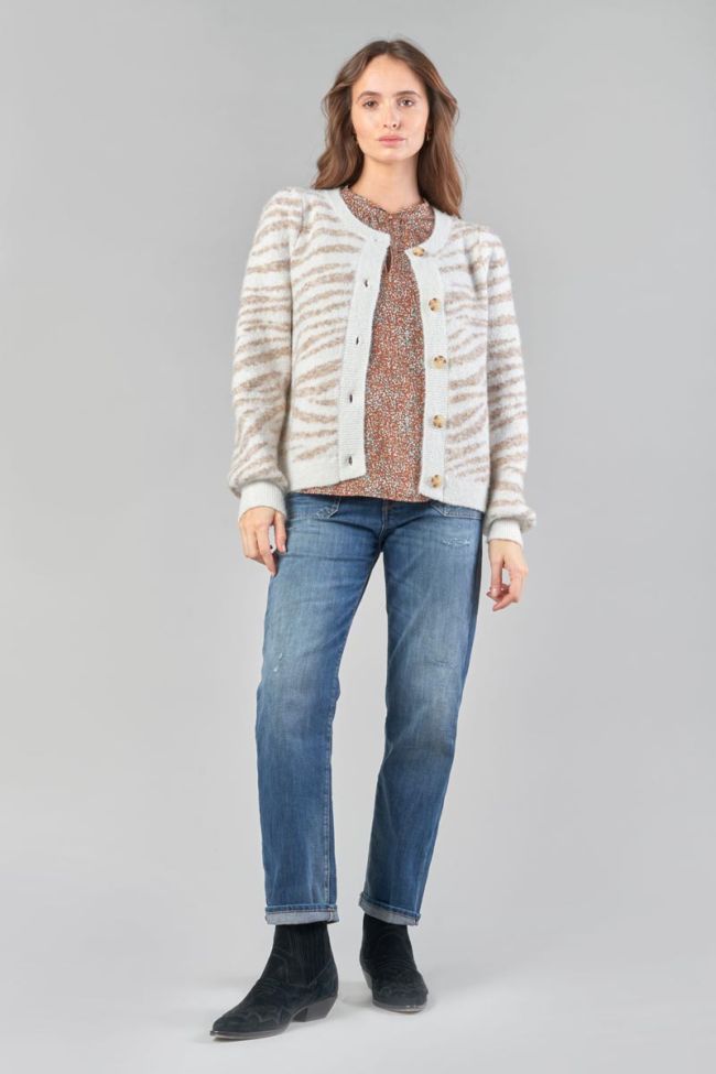 Zebra print ivory Karel cardigan