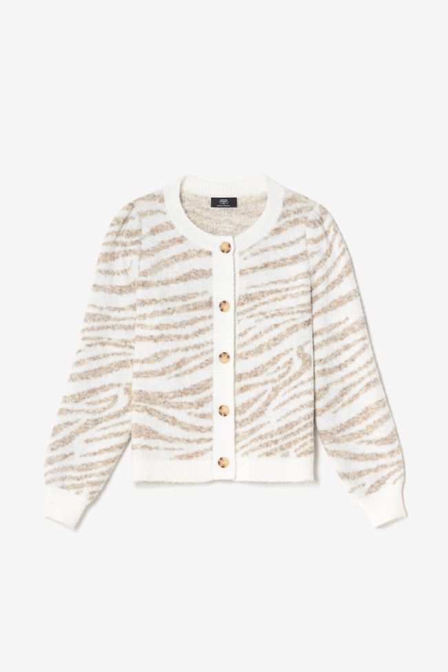 Zebra print ivory Karel cardigan