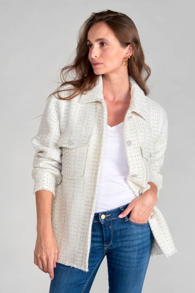 Ivory tweed Mekong overshirt