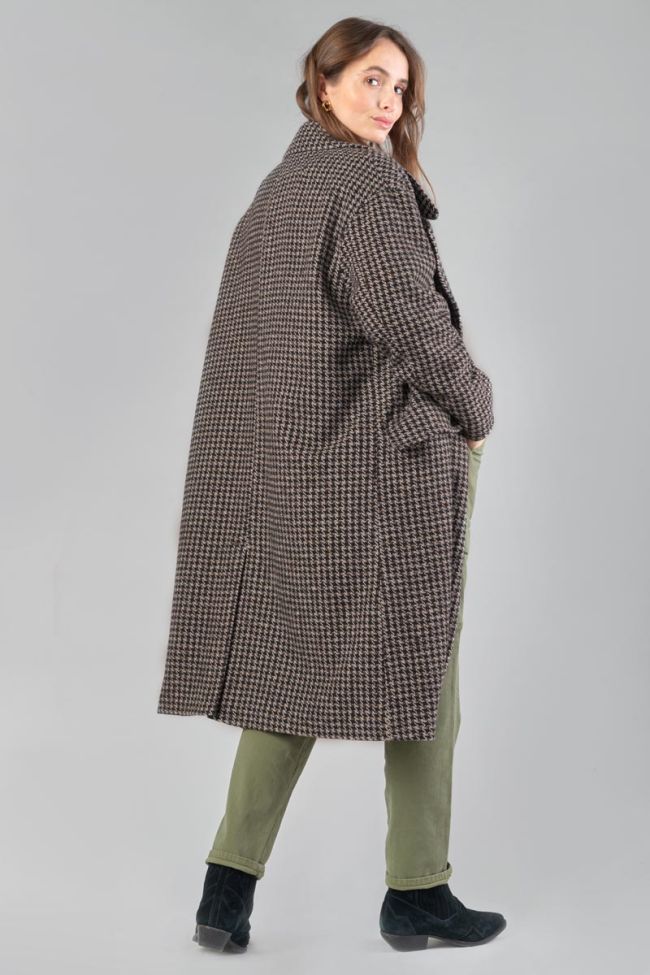 Brown houndstooth Micha long coat