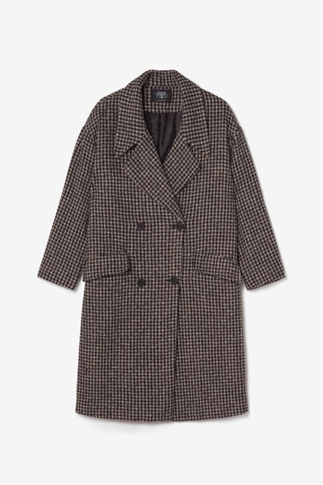 Brown houndstooth Micha long coat
