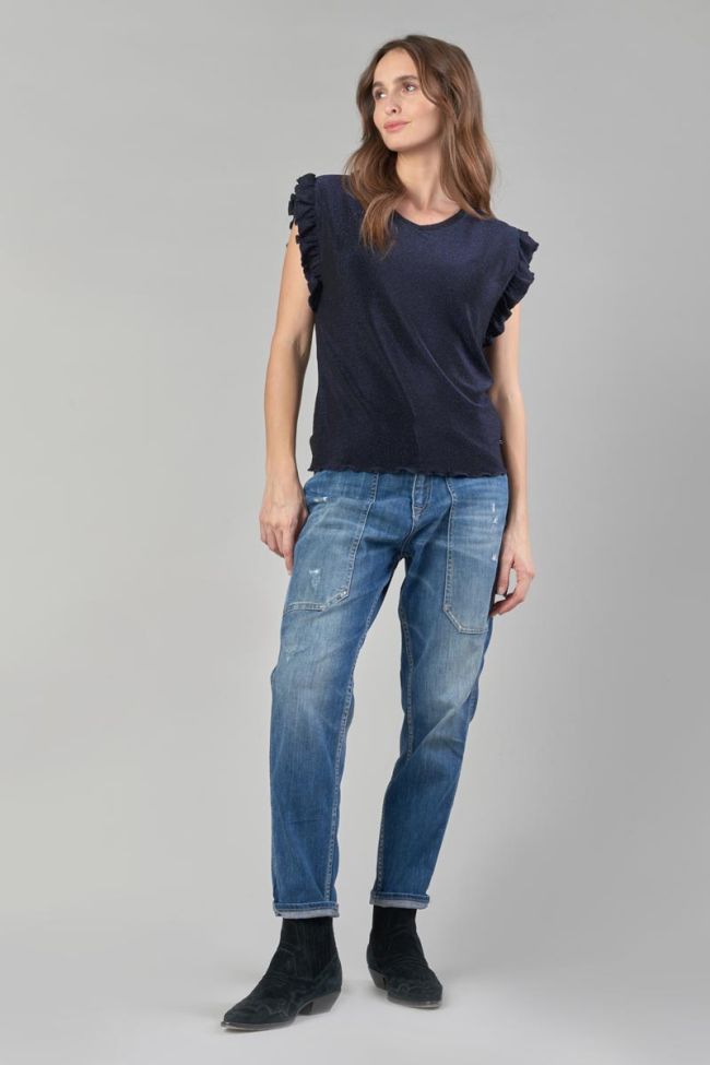 Iridescent midnight blue Nea top