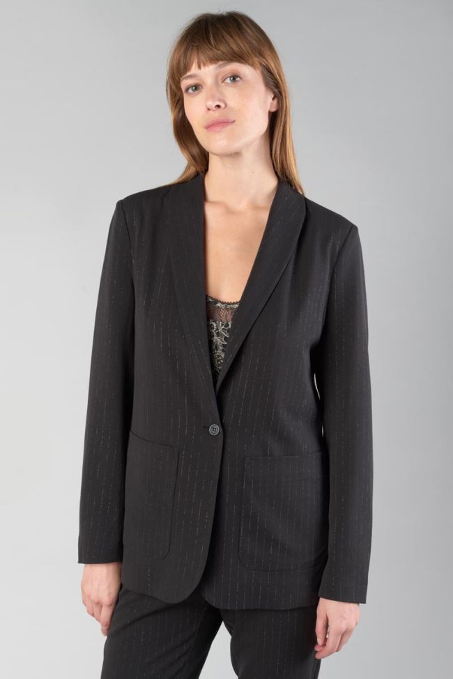 Black Neela blazer with silver stripes
