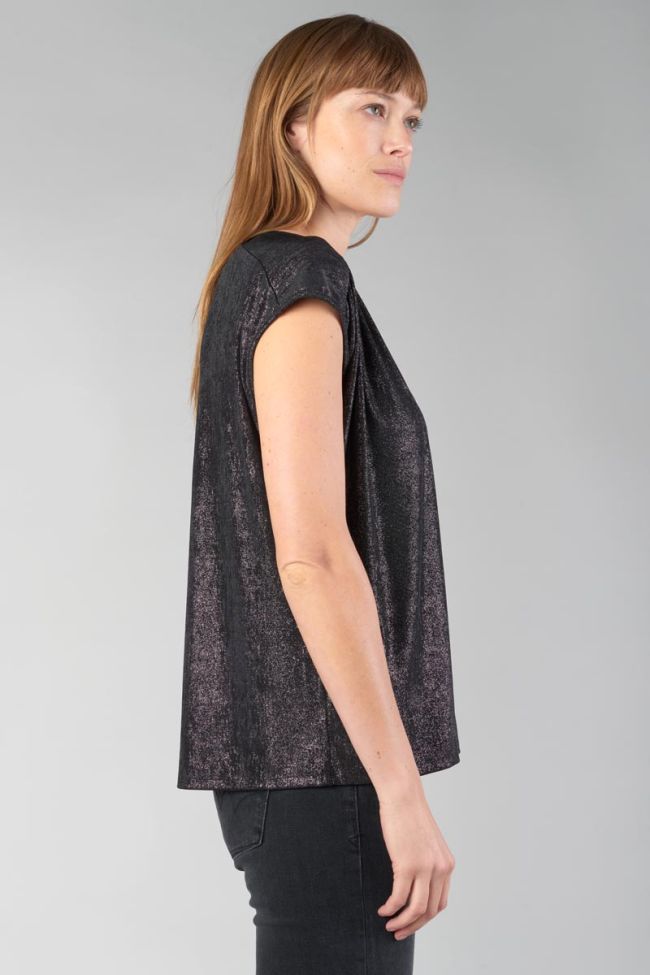 Iridescent black sleeveless Paula top