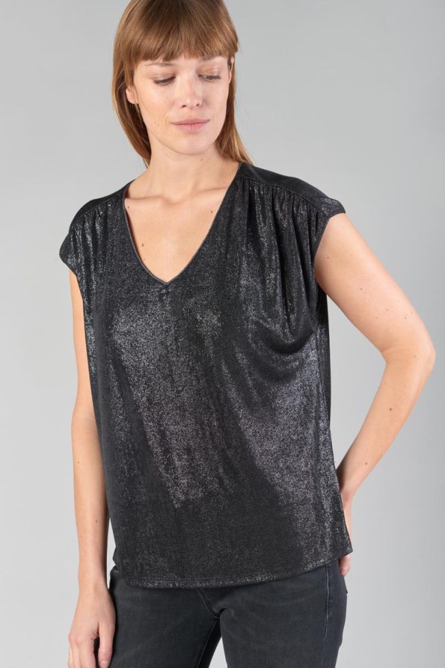 Iridescent black sleeveless Paula top