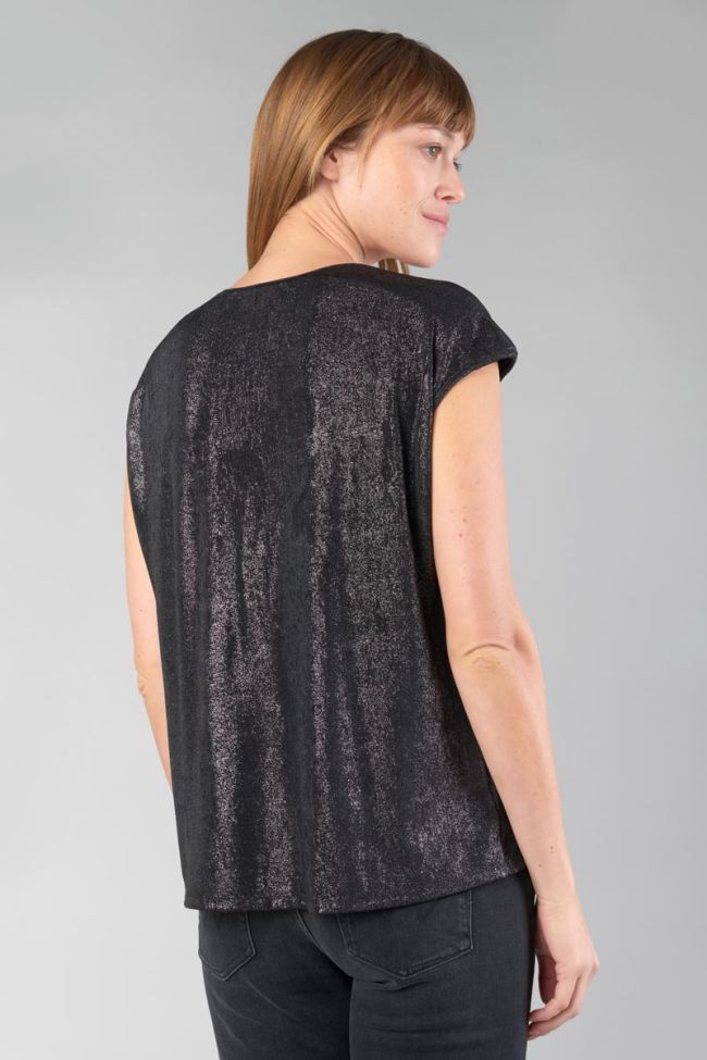 Iridescent black sleeveless Paula top