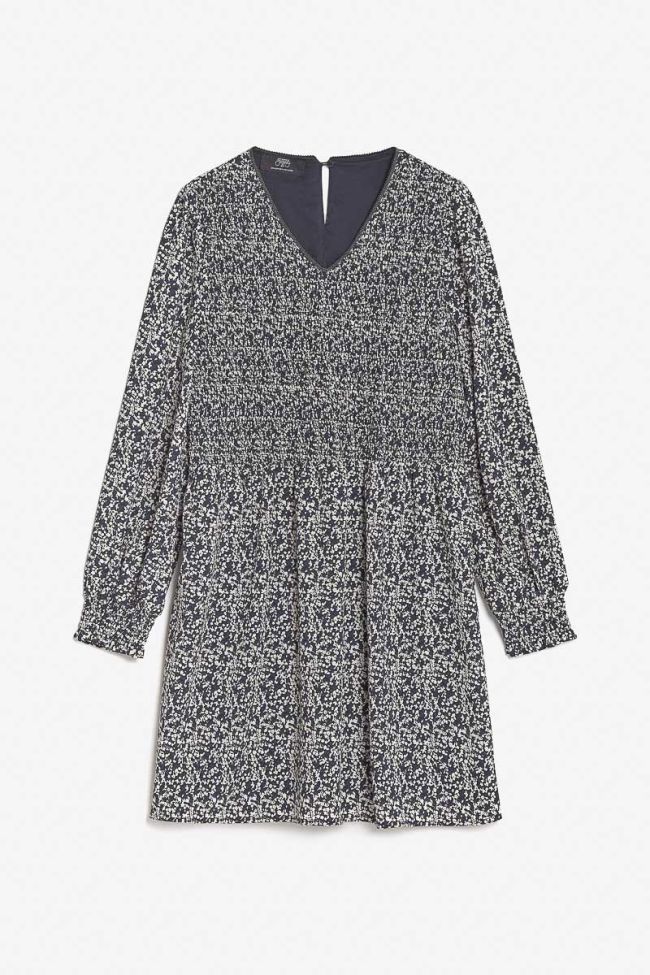 Midnight blue and white floral Meyagi dress