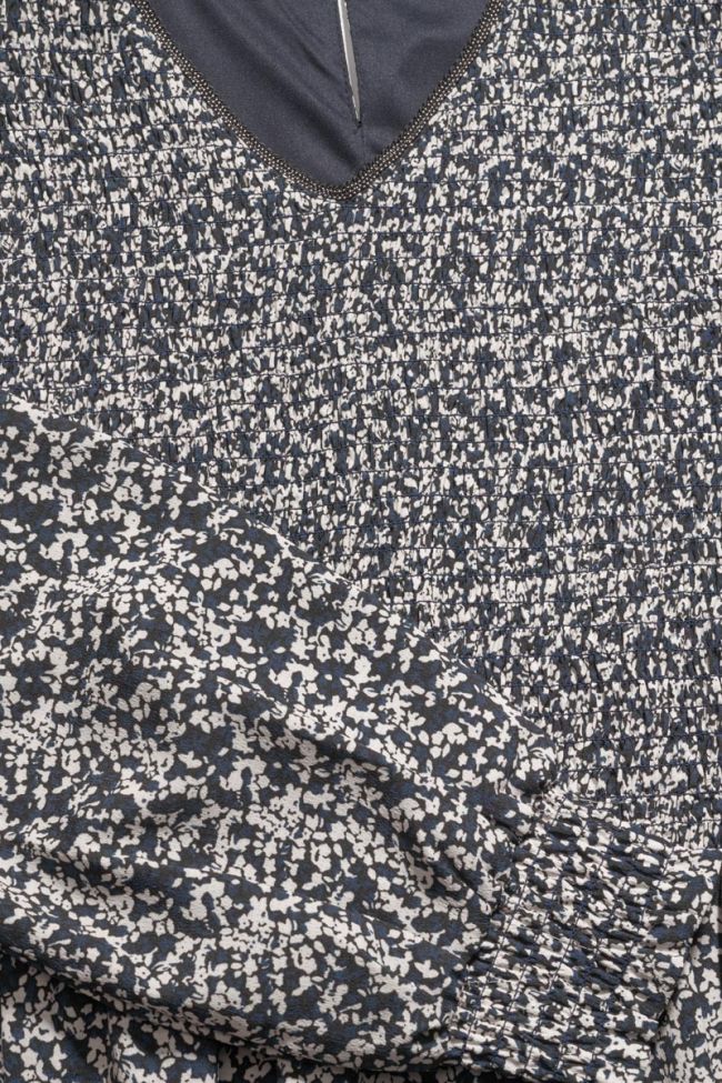 Midnight blue and white floral Meyagi dress