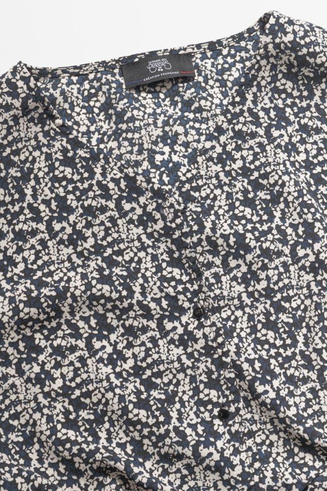 Midnight blue and white floral Mileagi shirt