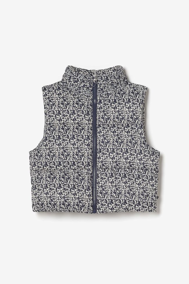 Midnight blue and white floral print Wynagi bodywarmer
