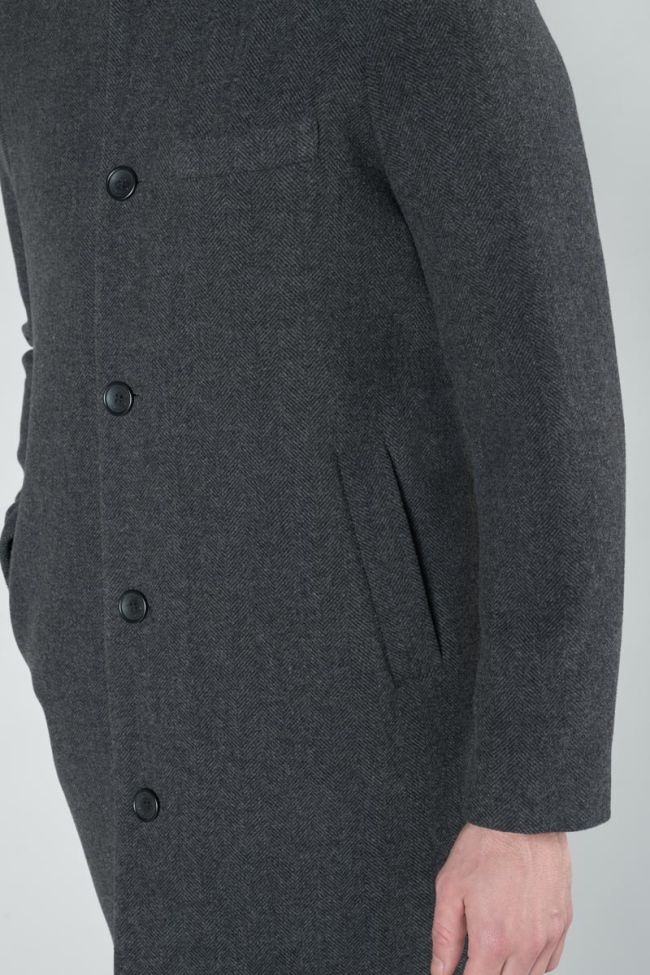 Grey herringbone mid-length Dores coat