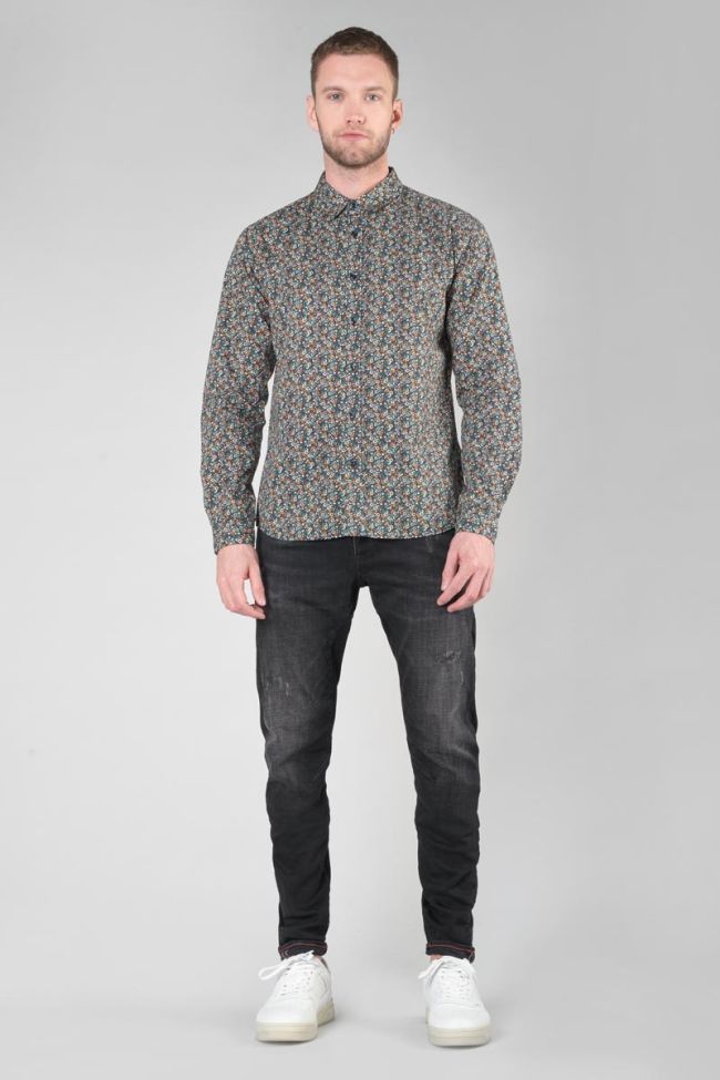 Chemise Drome noire à motif fleuri