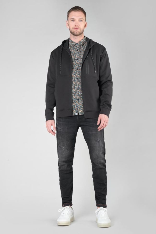 Chemise Drome noire à motif fleuri