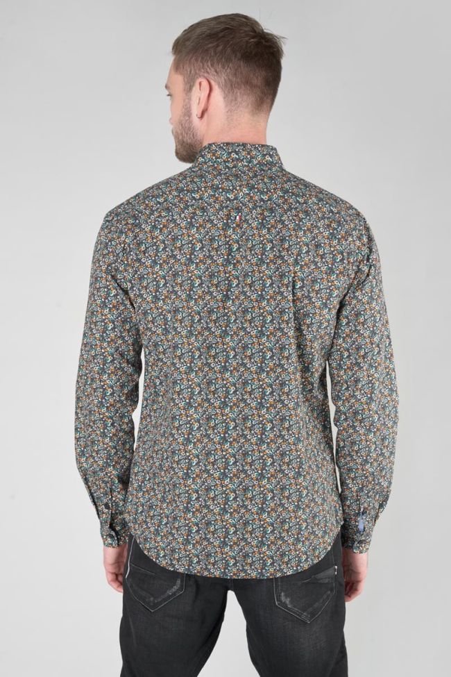 Chemise Drome noire à motif fleuri