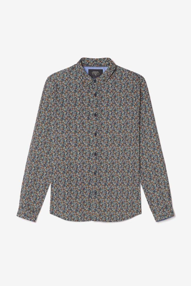 Chemise Drome noire à motif fleuri