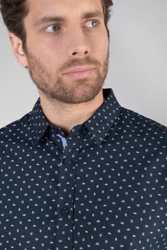 Chemise Gisor bleu marine à motif