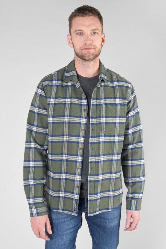 Khaki and blue check Gosp flannel shirt