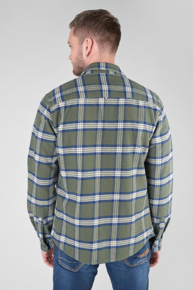 Khaki and blue check Gosp flannel shirt