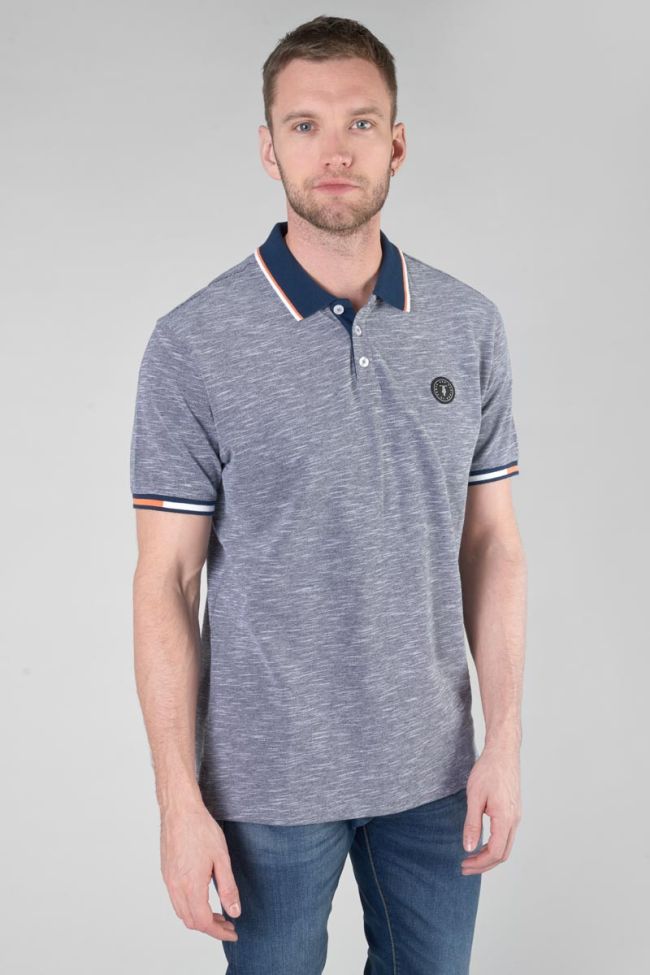 Navy blue marl jersey Polar polo shirt