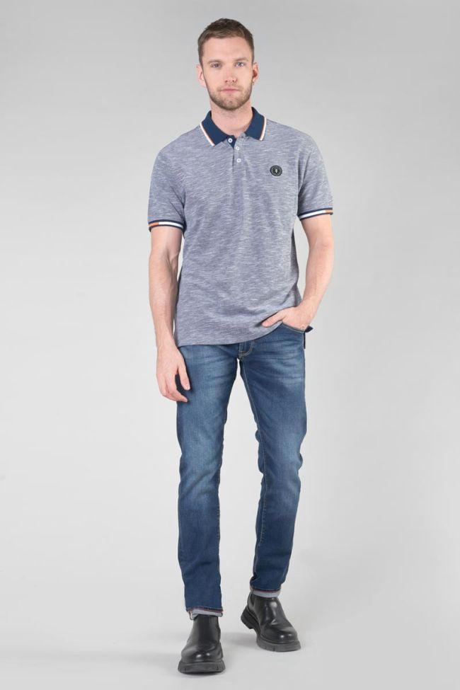Navy blue marl jersey Polar polo shirt