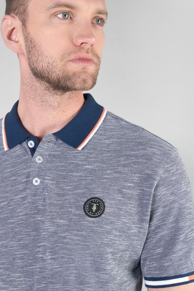 Navy blue marl jersey Polar polo shirt