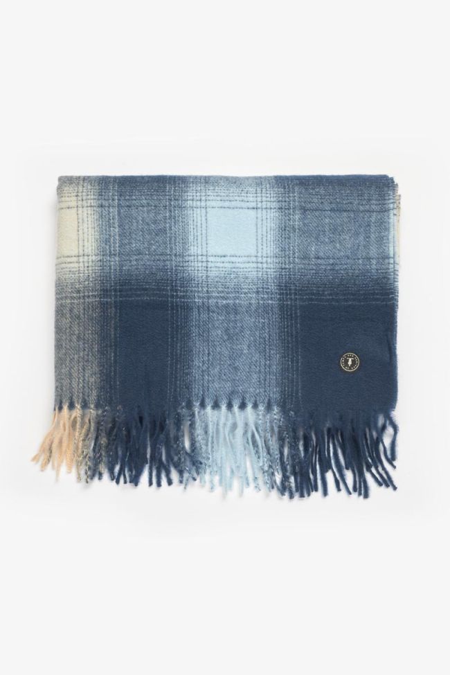 Navy blue and beige checked Rivel scarf