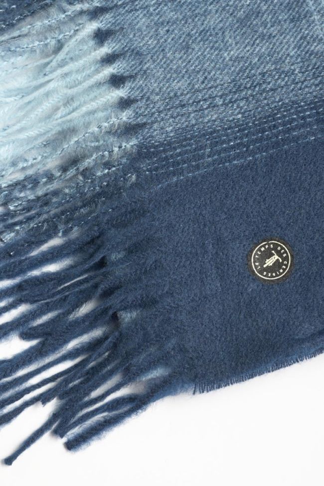 Navy blue and beige checked Rivel scarf