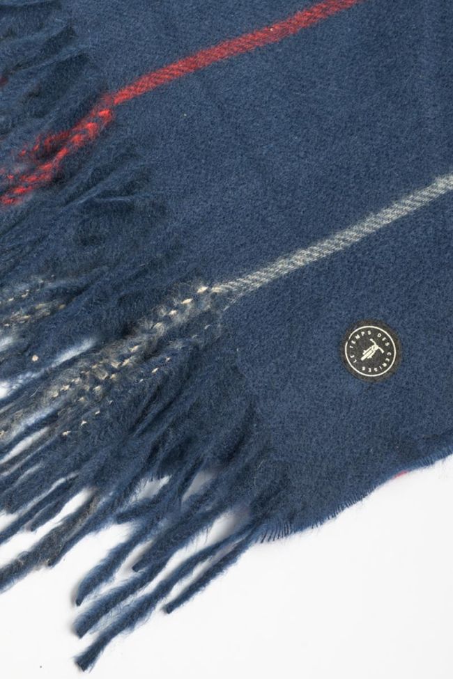 Navy blue and red checked Rosim scarf